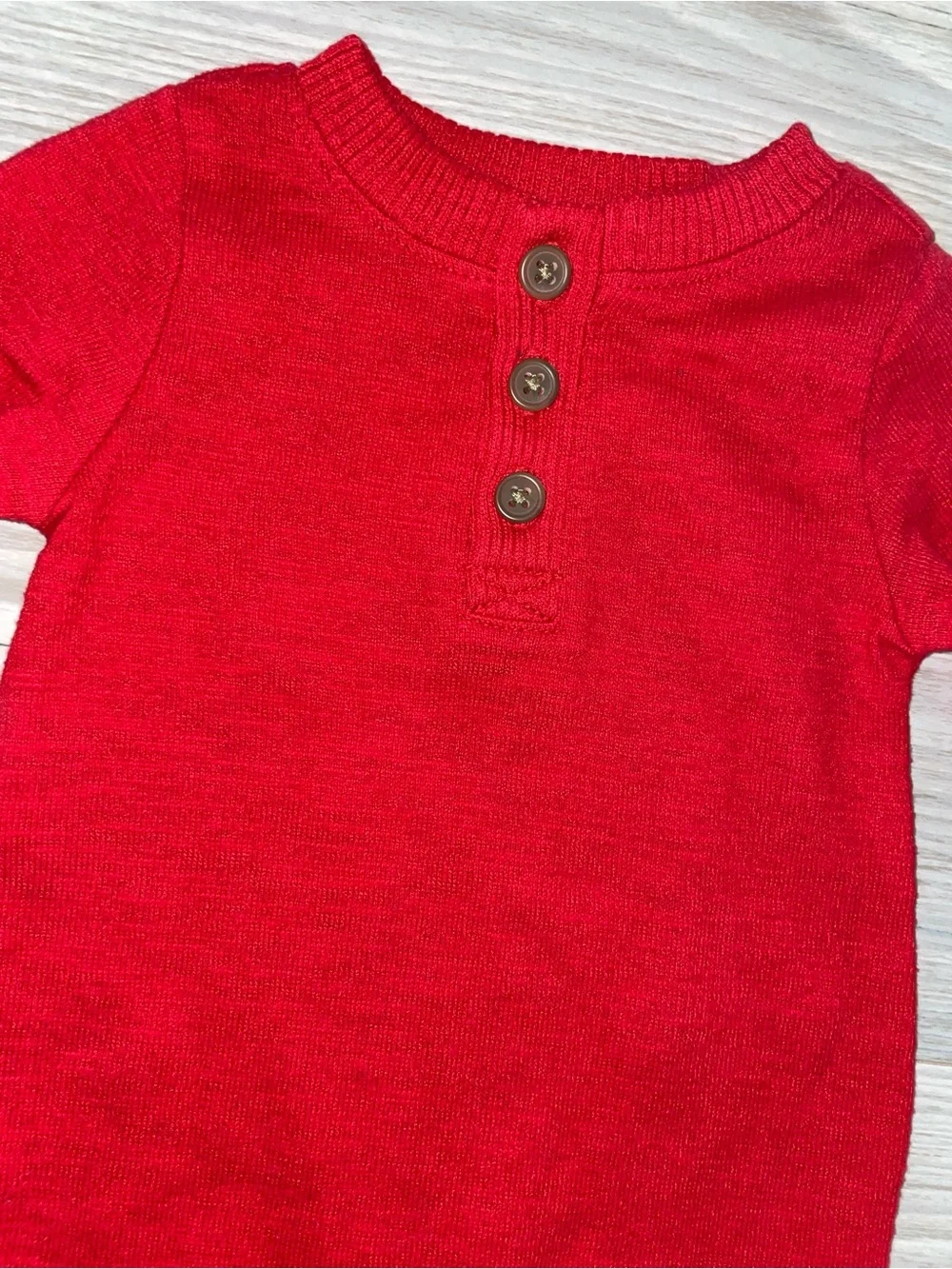 Old Navy Red Knit Henley Romper Baby 3-6M One Piece Outfit